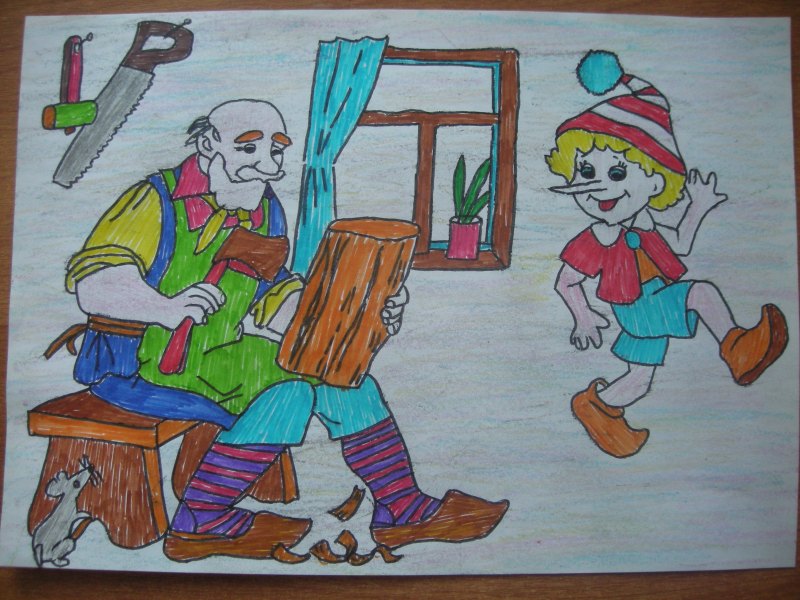 Буратино. Раскраска.