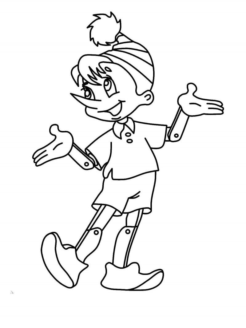 Буратино. Раскраска.