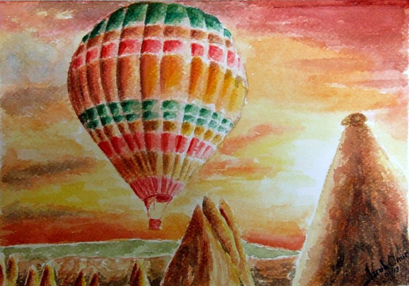 Рисунок Каппадокия акварель Каппадокия