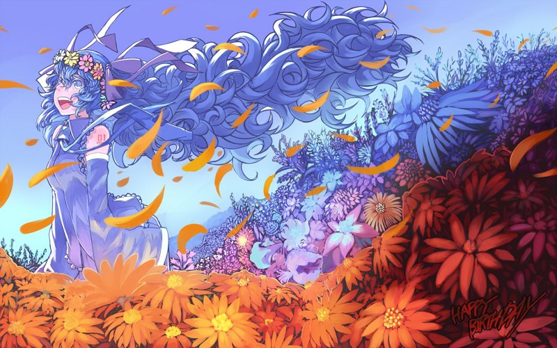 Аниме оранжевые цветы