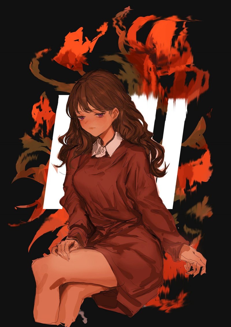 Оранжевая девушка арт