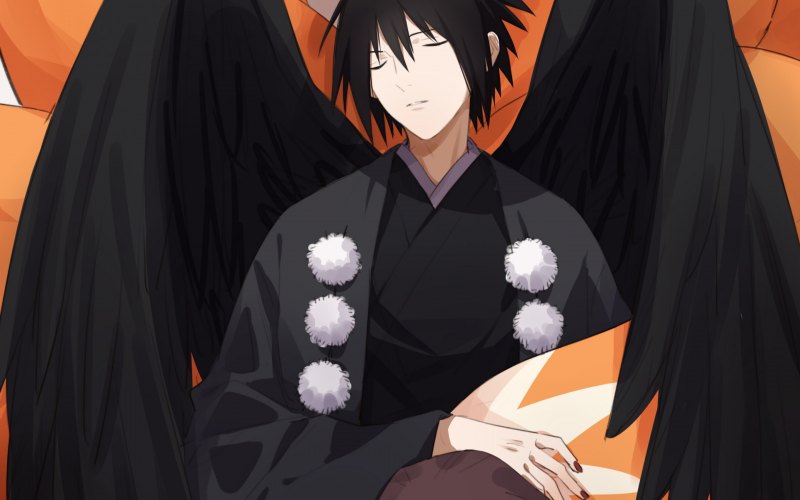 Саске Учиха с крыльями