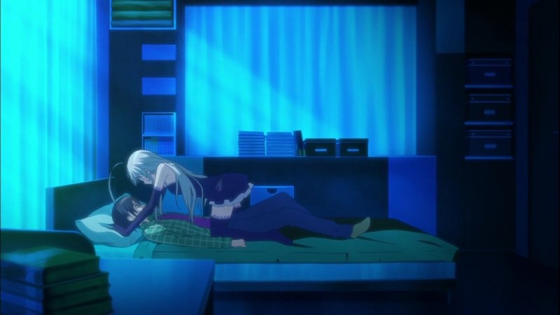 Аниме комната ночью с кроватью