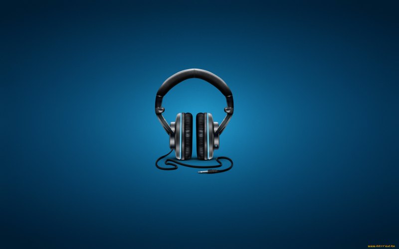 Наушники на синем фоне