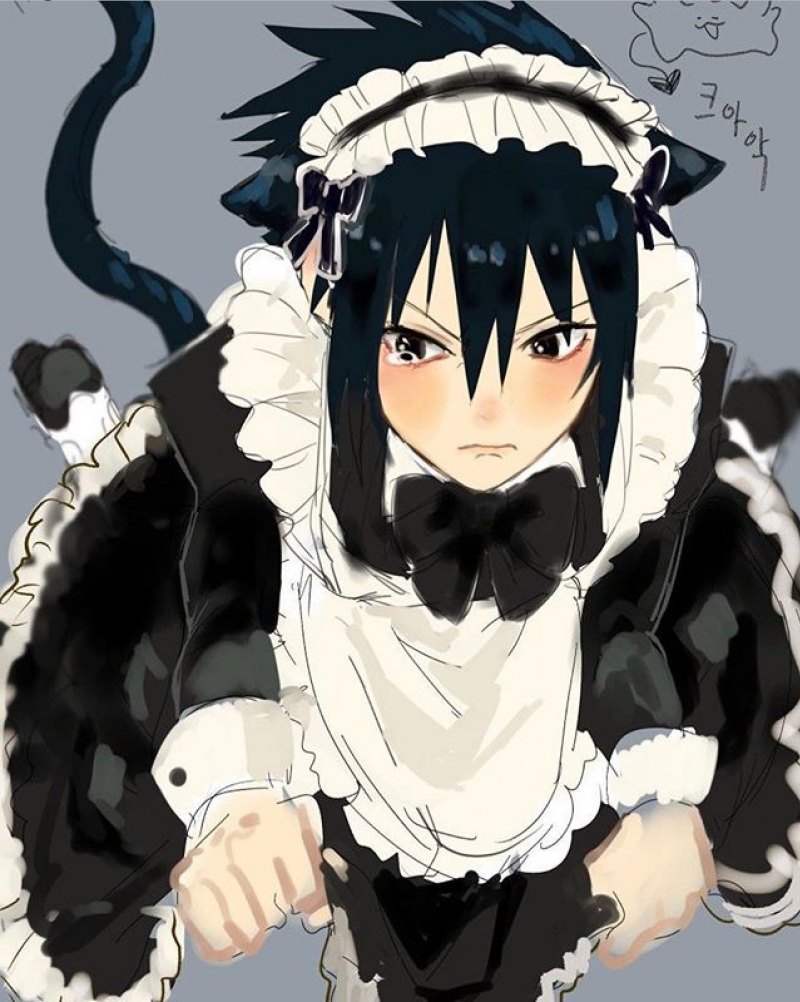 Учиха Саске горничная