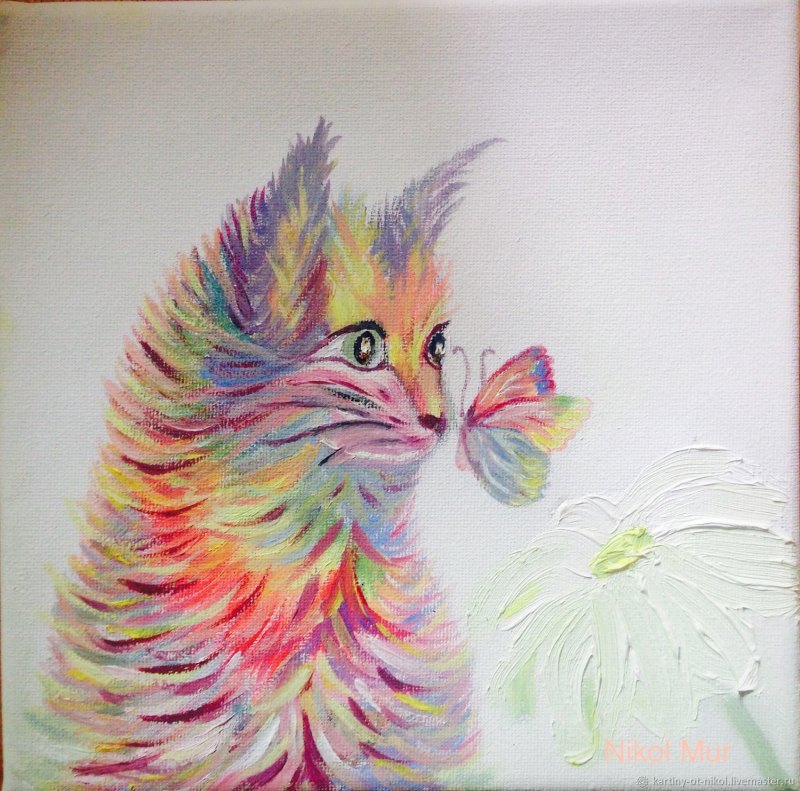 Радужный кот черно белый