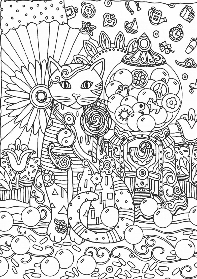 Раскраска антистресс котики