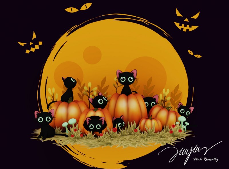 Хэллоуин милая открытка