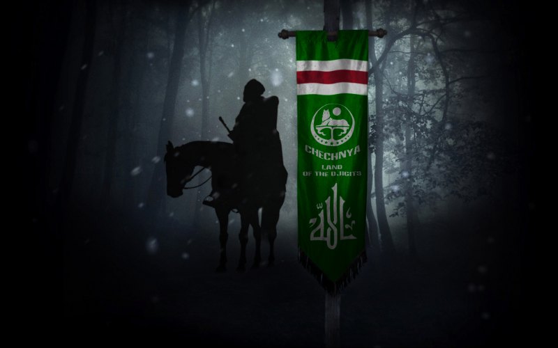 Чеченский флаг с волком