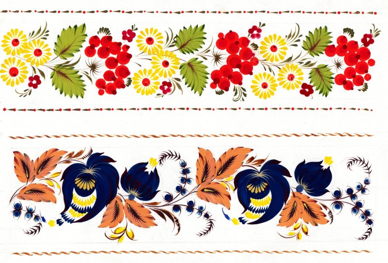 Ленточные орнаменты Петриковская роспись