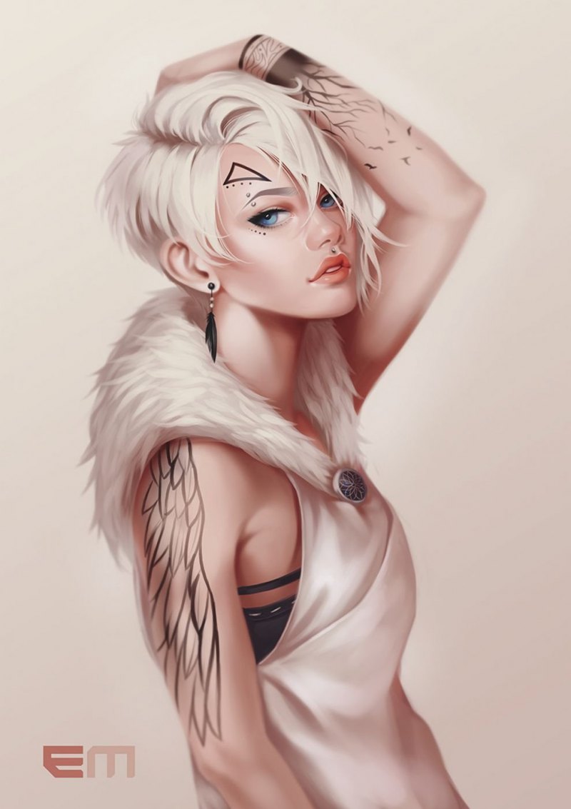 Блондинка с короткими волосами арт