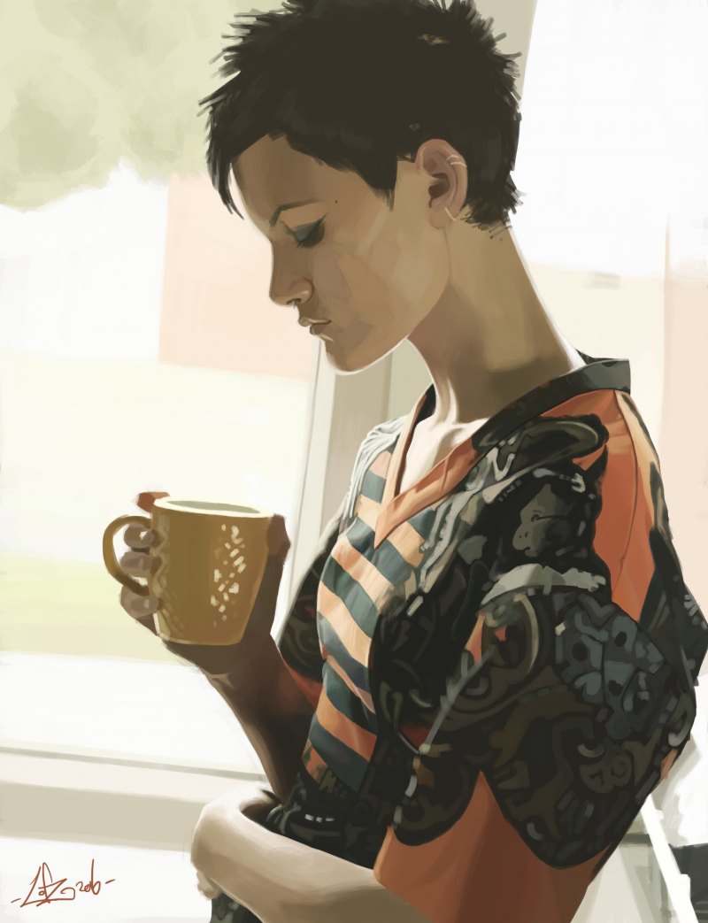 Девочка с короткой стрижкой арт