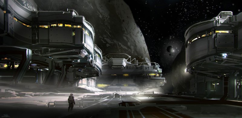 Космическая станция Sci Fi концепт