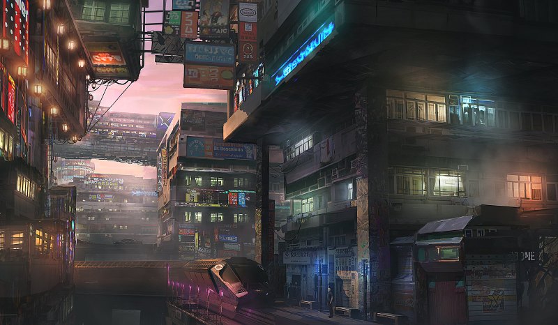 Киберпанк город Alley