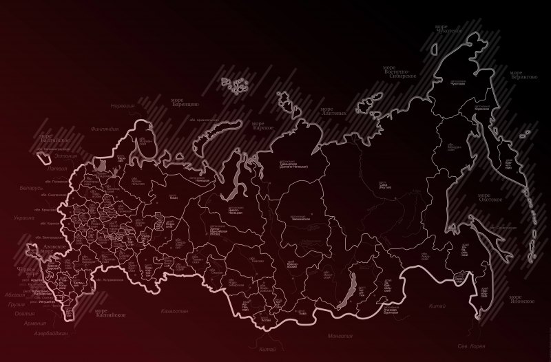 Карта России на черном фоне