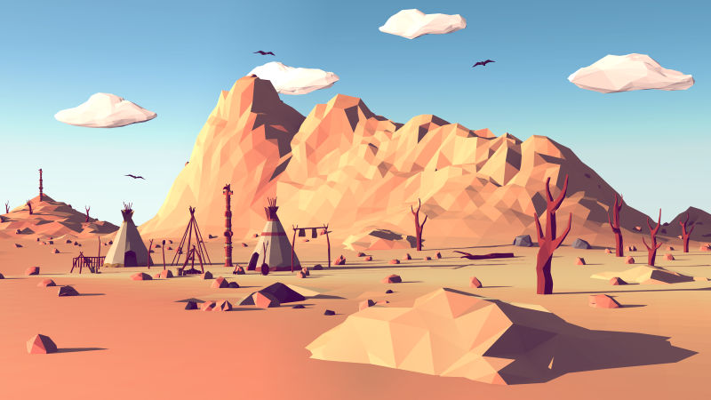 Low Poly пейзажи пустыни