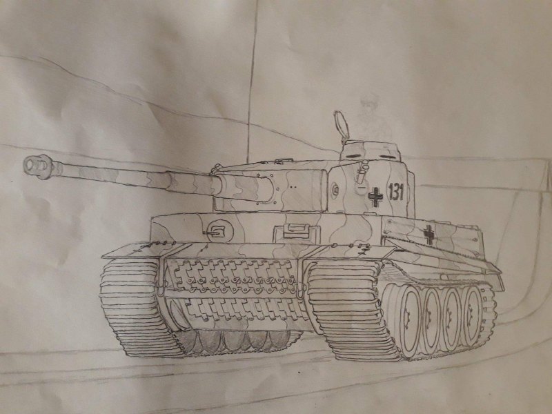 Танк тигр карандашом
