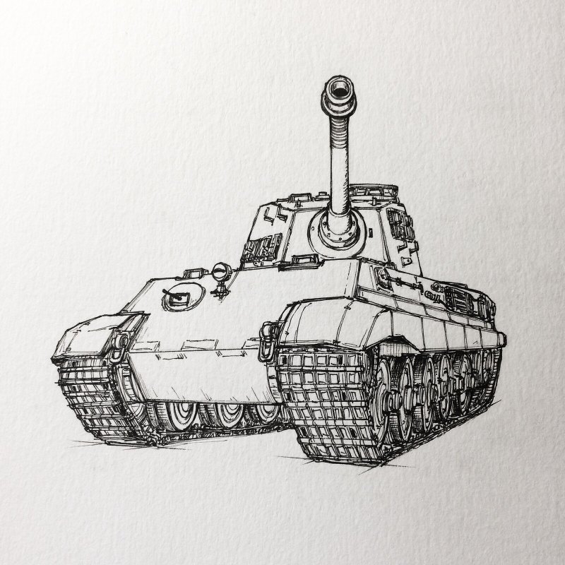 Нарисовать танк тигр 1 спереди