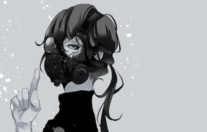 Черно белая тян