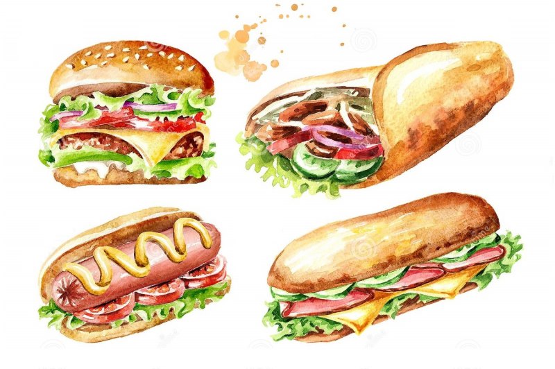 Шаурма бургеры хот доги