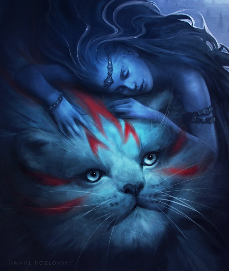 Красная кошка фэнтези