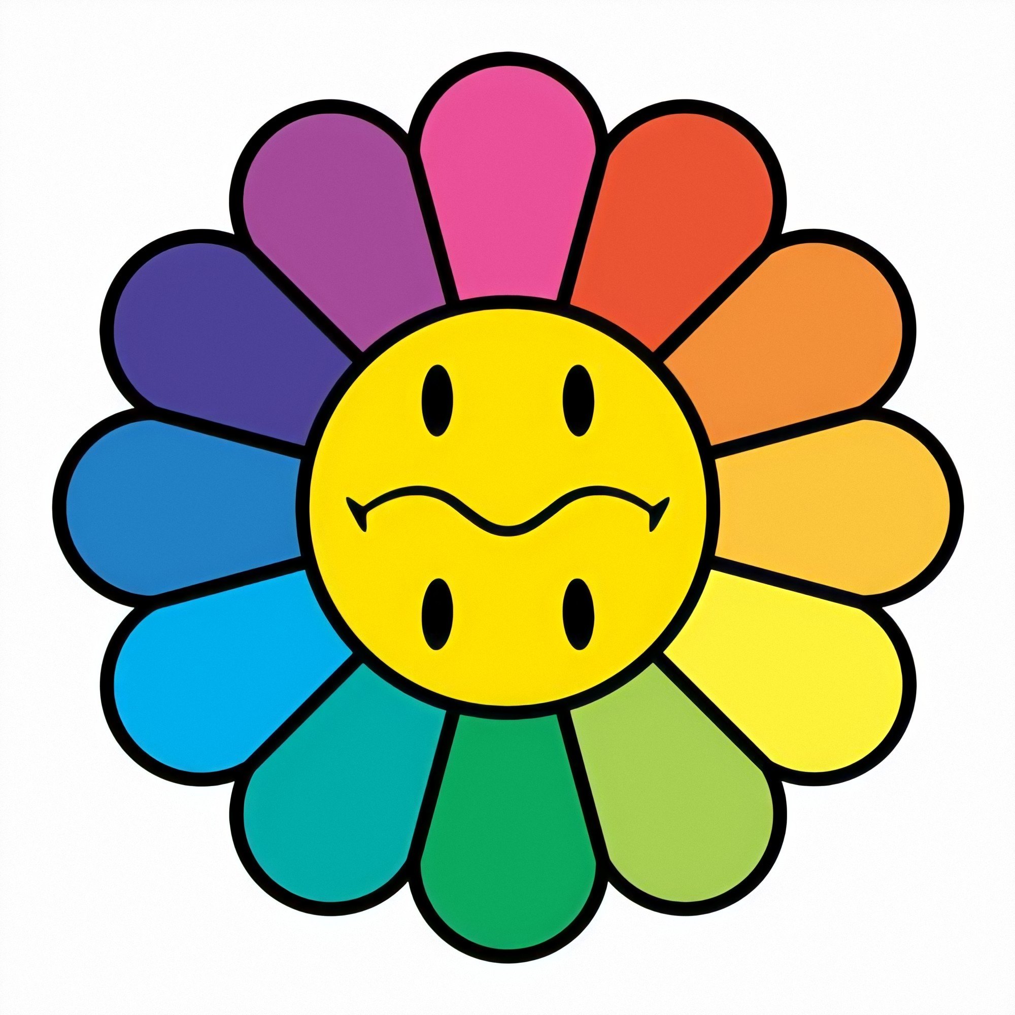 Разноцветный цветок с улыбкой - фото и картинки abrakadabra.fun