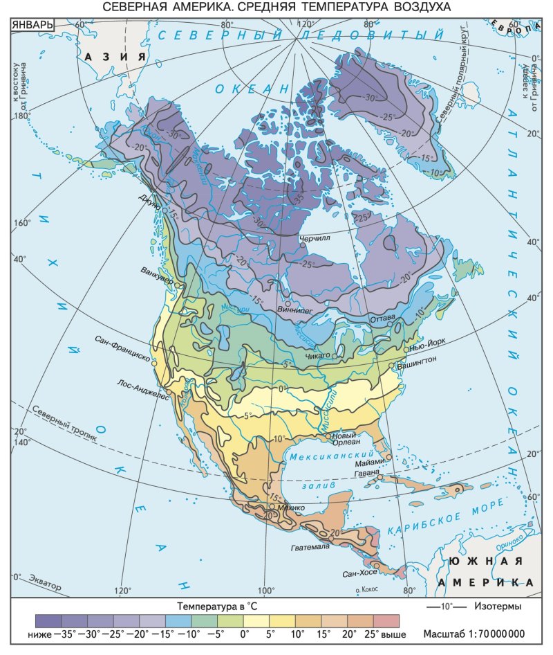 Карта климатическая карта северной америки