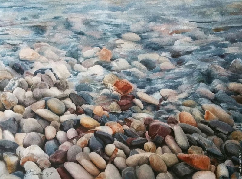 Море пляж галька волны