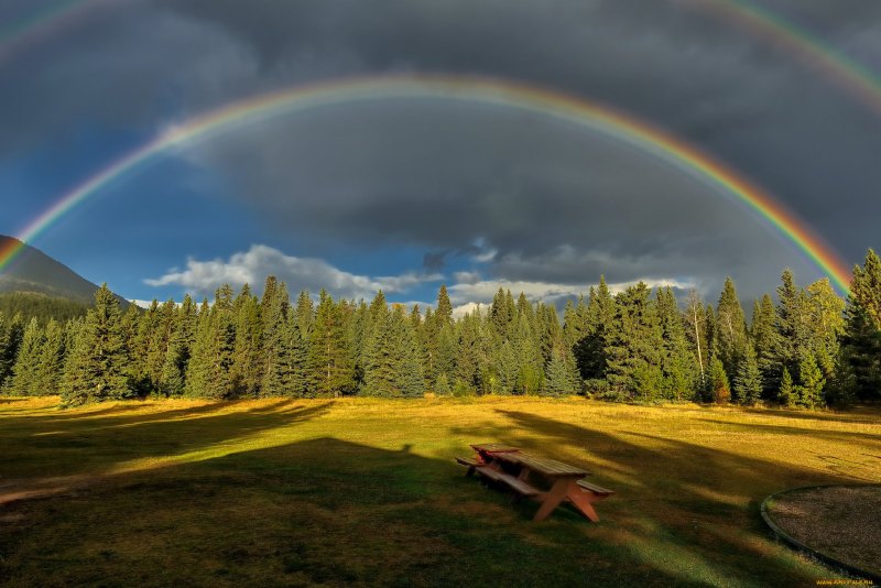 Красивая природа с радугой