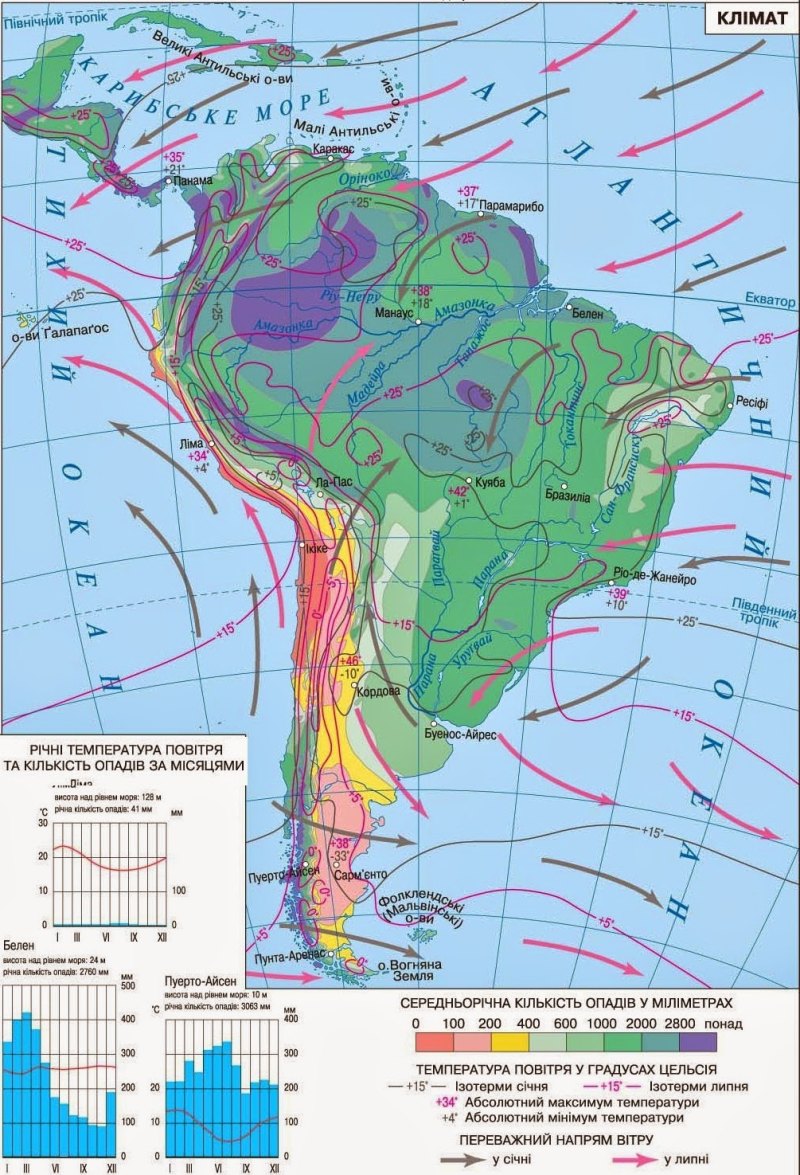 Климатическая карта латинской америки