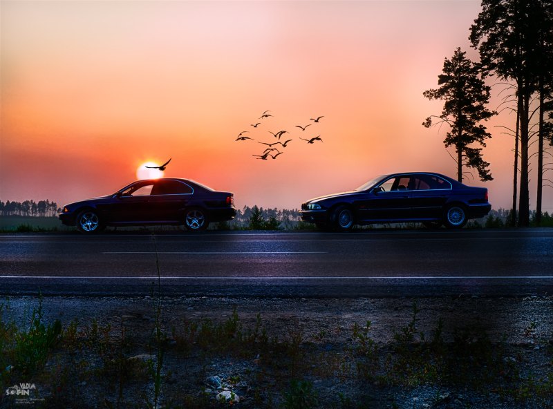 BMW e34 на закате