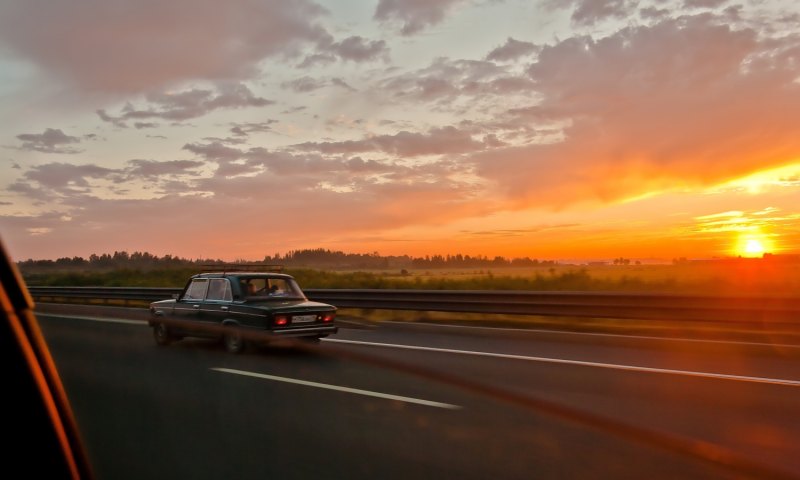 Закат из машины