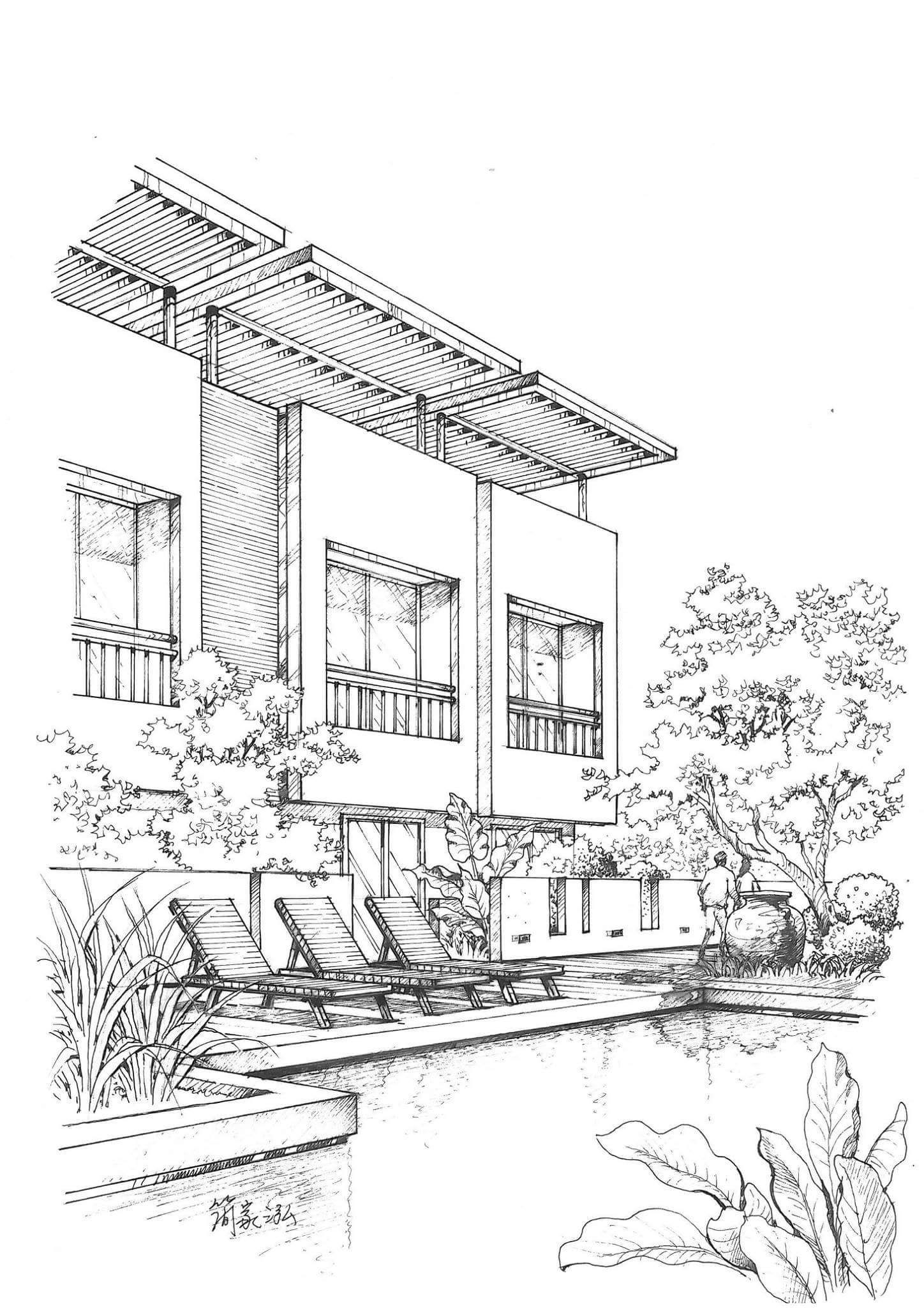 Рисунок дизайнерский дом