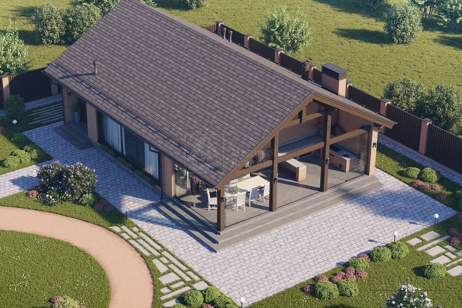 Дом с террасой под одной крышей