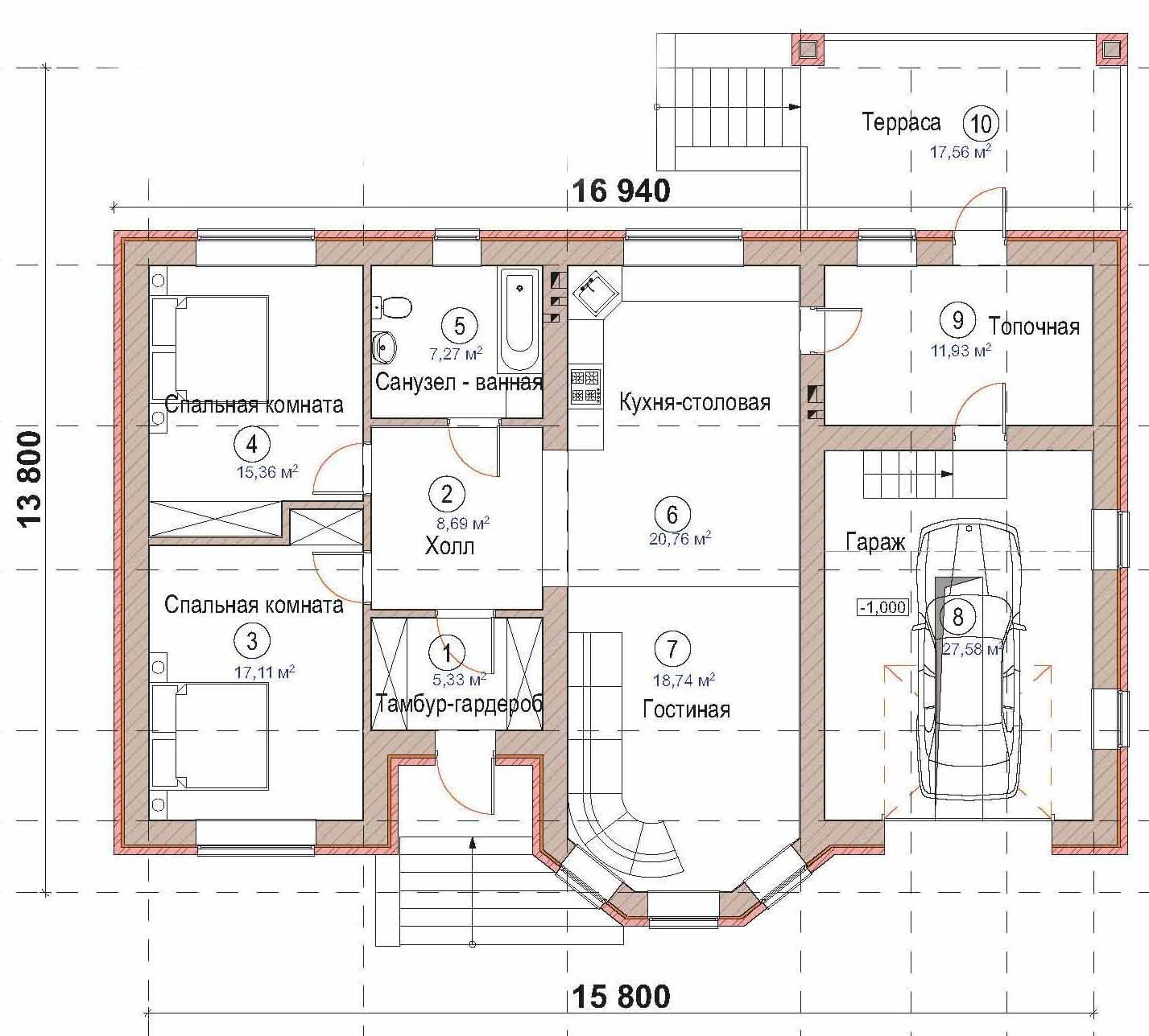 Проекты домов с размерами 16 x [7-21]