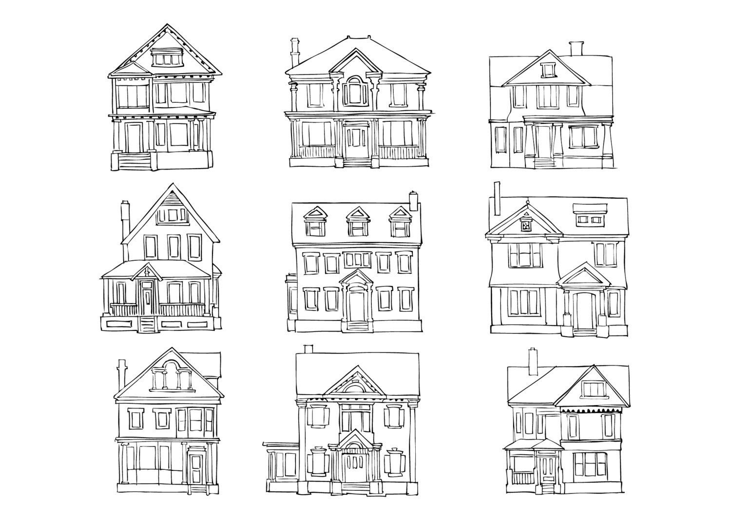 In greater details. Здания для рисования. Домик с разных ракурсов. Дом рисунок. Нарисовать двухэтажный дом.