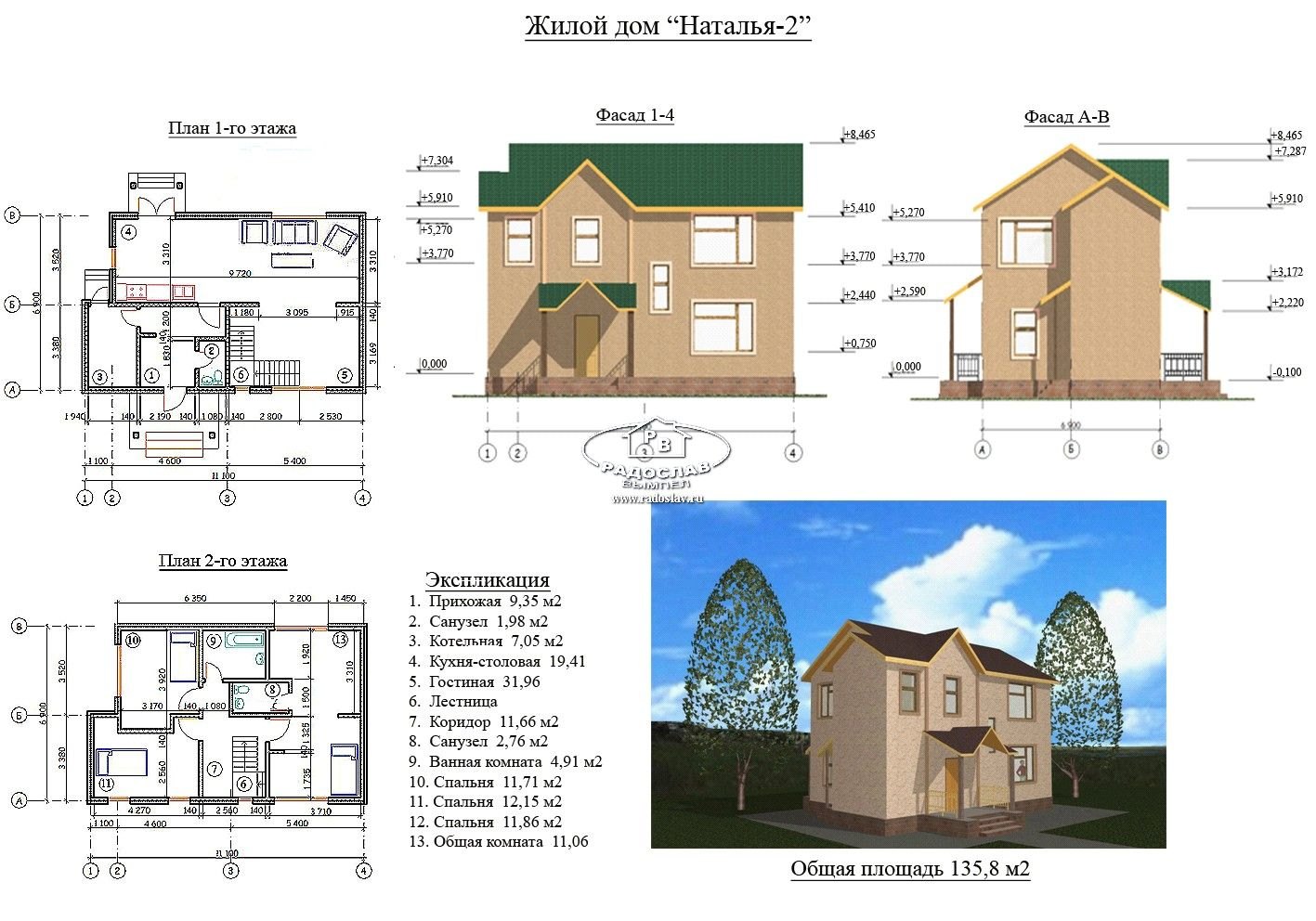 Проекты двухэтажных домов размерами