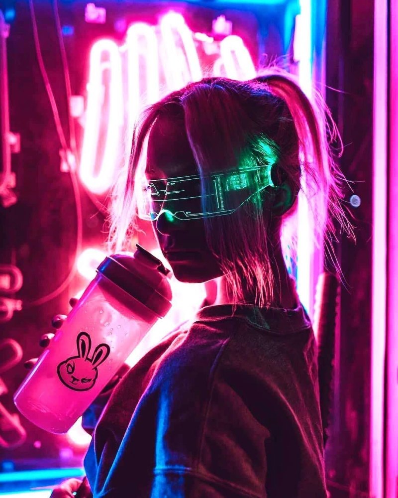 Cyberpunk 2077 неон противогаз
