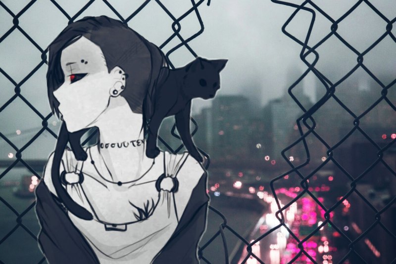 Аниме улыбка чб