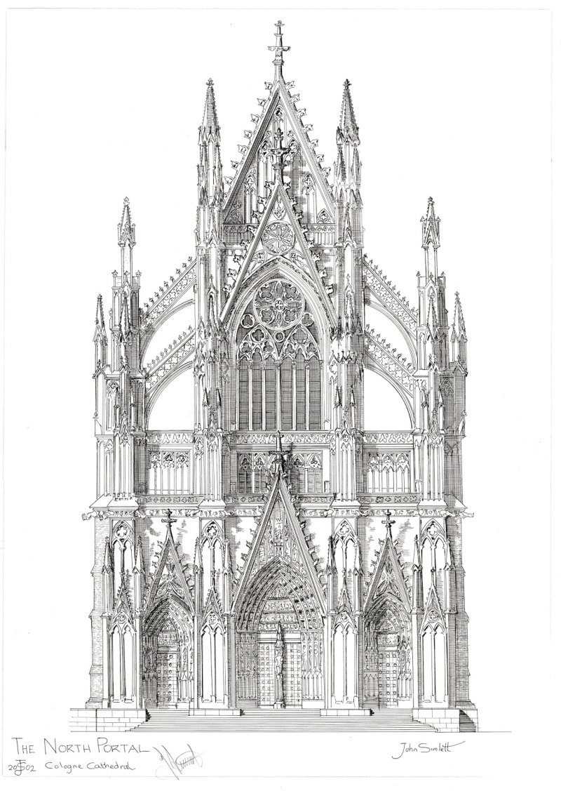 Кельнский собор рисунок карандашом