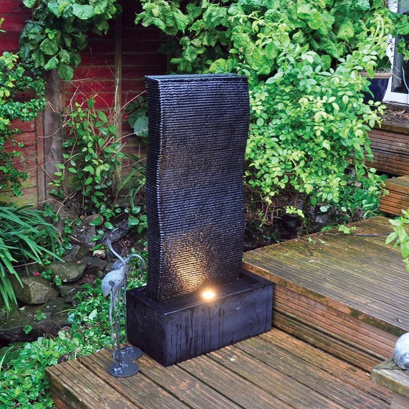Outdoor Water Fountain with led Light 29.5" Lion head Faux Stone for Yard Garden