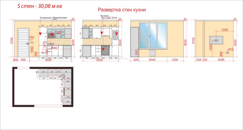 Развертки стен плитка Revit