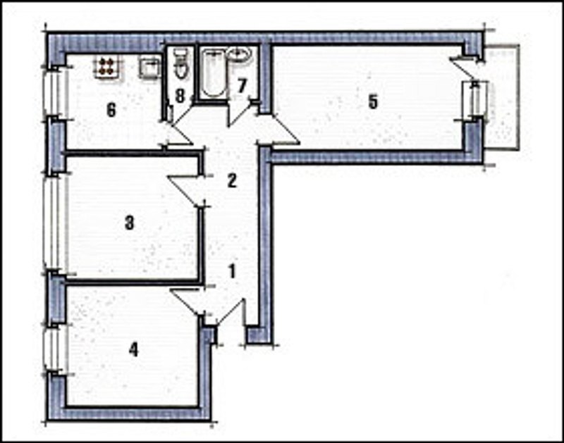 Перепланировка сталинки 3 комнаты