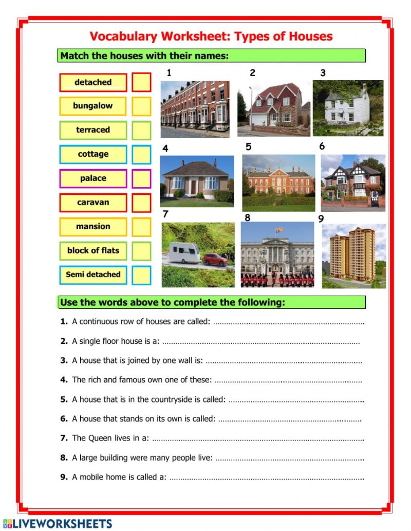 Types of Houses задания