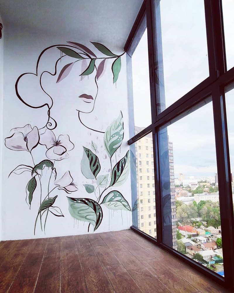 Рисунки на балконе на стене