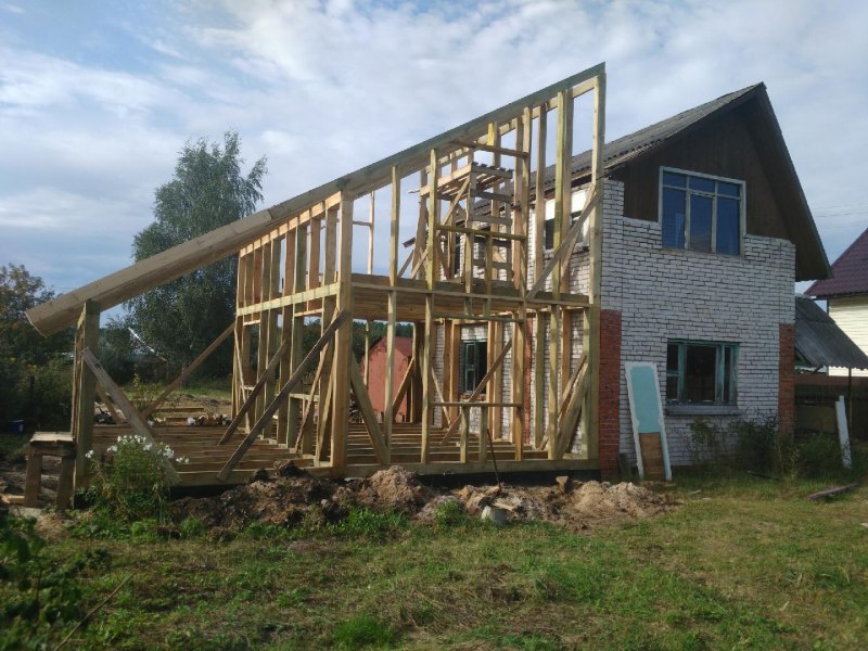 Каркасная двухэтажная пристройка